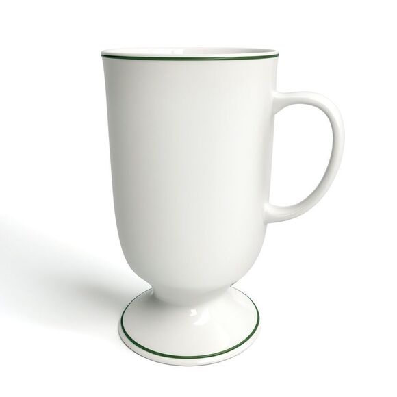 Vintage Irish Coffee White Shamrock Green Trim Footed Ceramic Mugs Set of 4 - Picture 4 of 16